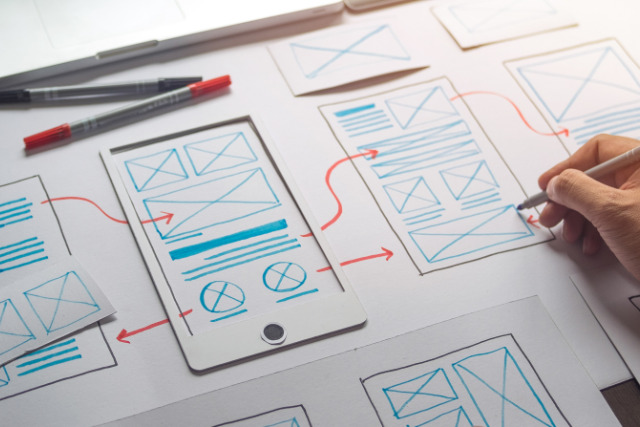 EC構築の予算300万円で制作するオリジナルデザインのワイヤーフレームとブランド設計のイメージ