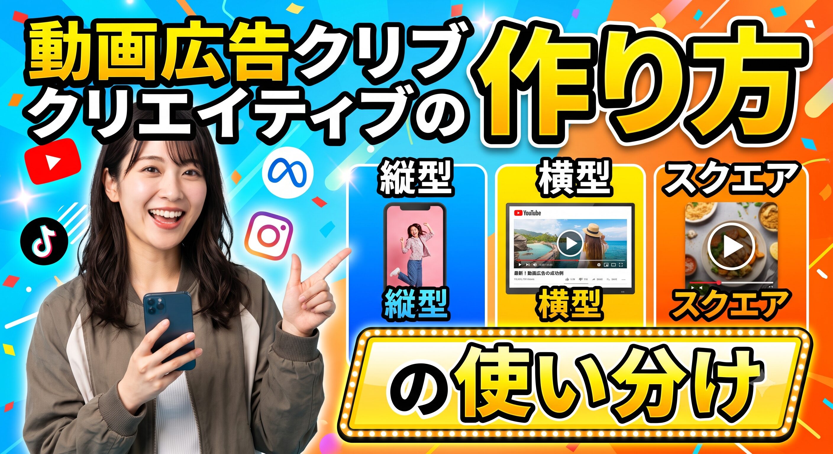 動画広告クリエイティブの作り方|縦型・横型・スクエアの使い分け