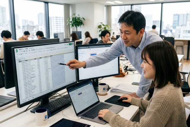 スプレッドシートで商品フィードを管理しデータソースを登録する作業のイメージ