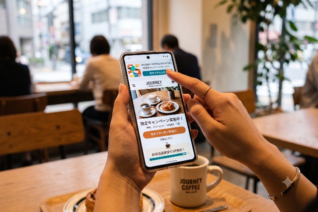 広告をクリックして専用ランディングページへ遷移するスマートフォンのイメージ