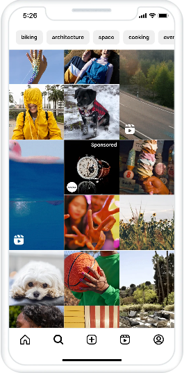 Instagram発見ホームの画像